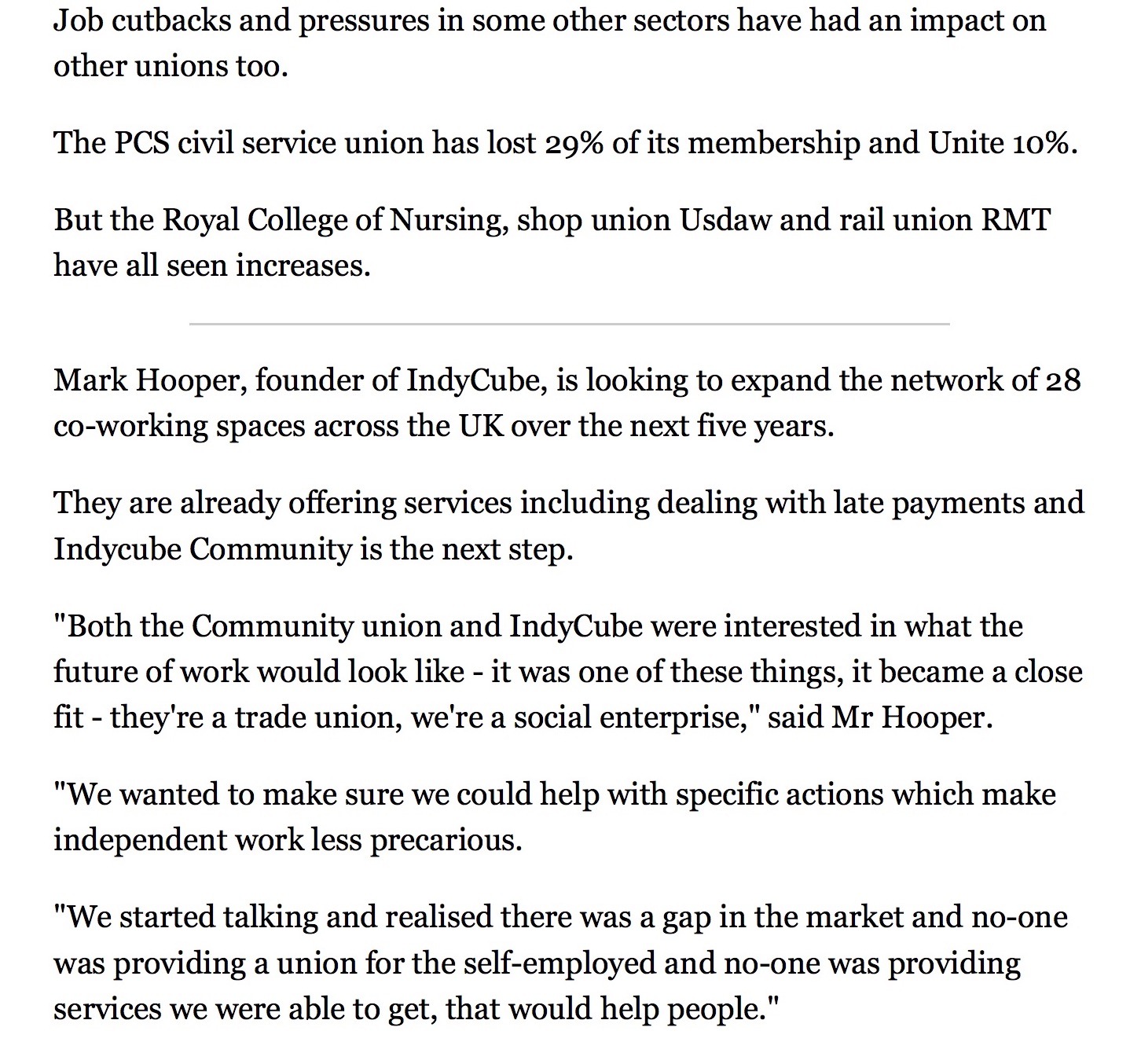 Community union looks to self employed membership BBC News 4.2