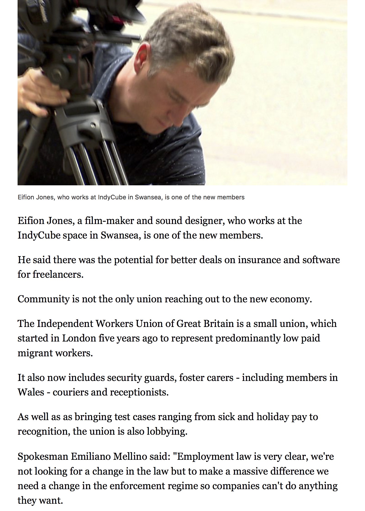 Community union looks to self employed membership BBC News 5