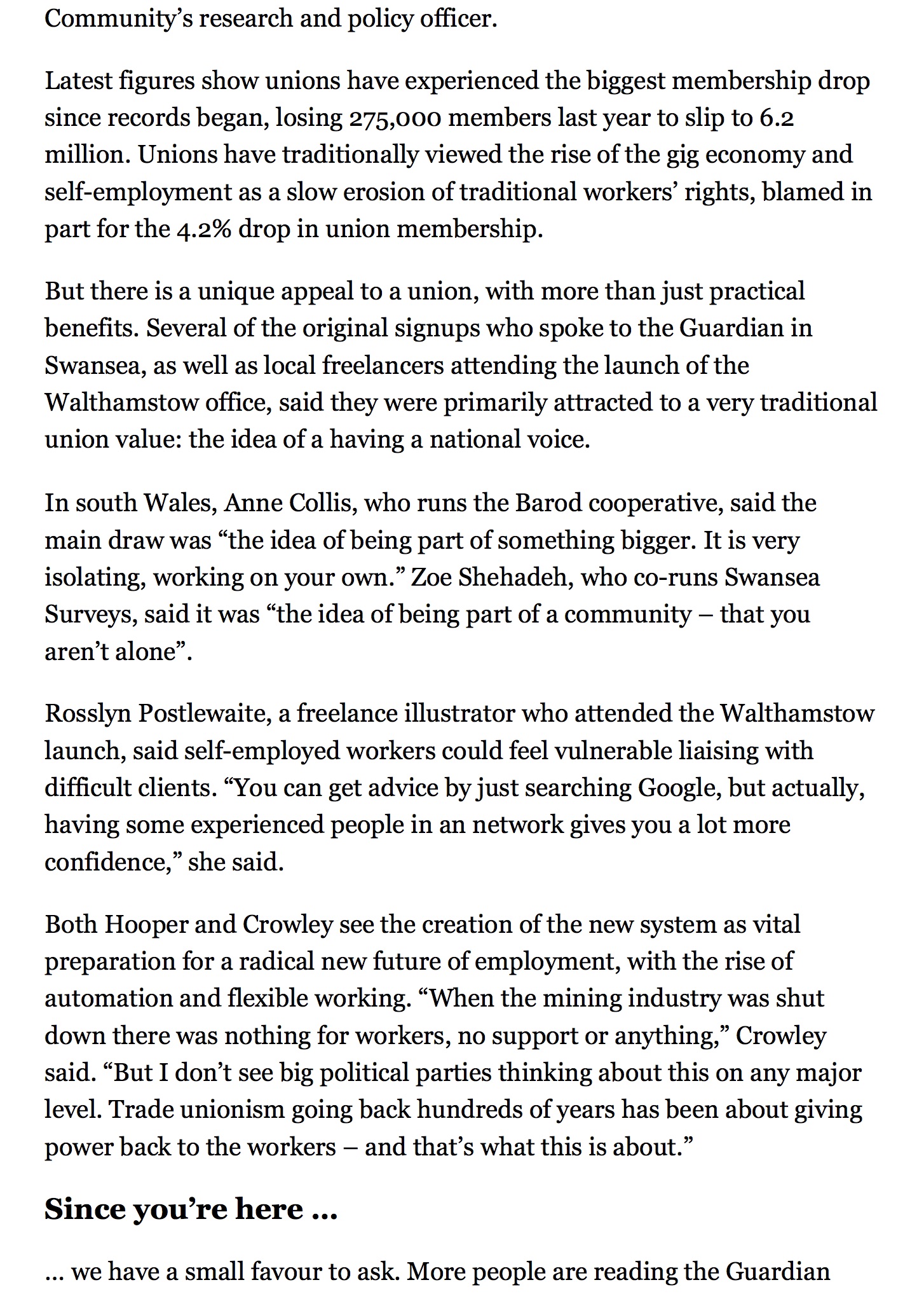 New union aims to overhaul self employed workers rights Politics The Guardian 4